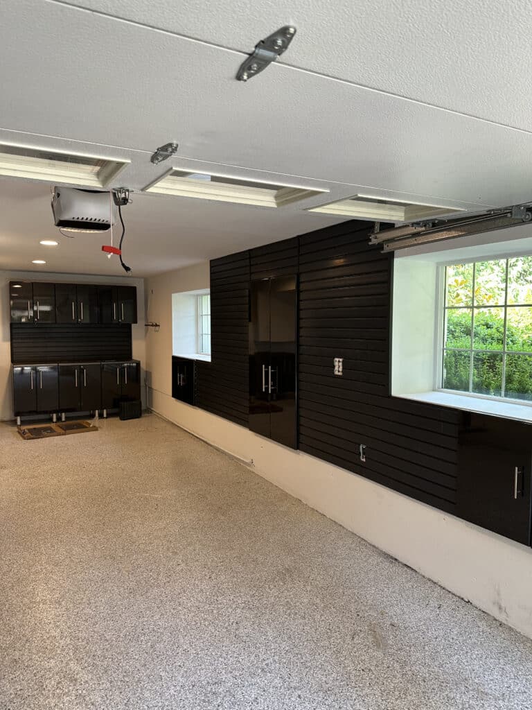 Concrete coated garage floor