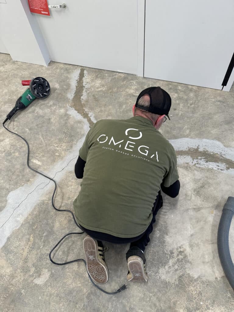 Omega team doing floor repairs